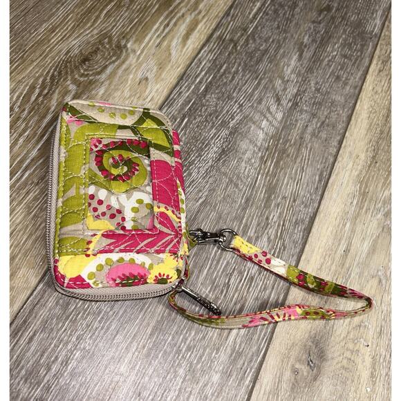 Kim Rogers Womens Top Zip Wristlet Wallet Green Pink Tan Yellow New Without Tag - Picture 2 of 5